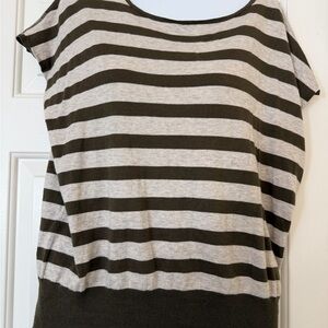 J.crew cotton wool blend Striped Olive and gray Women's Top Dolman sleeves